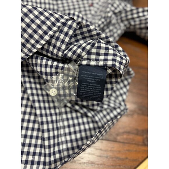 NEW Tommy Hilfiger Womens Navy White Gingham Button Down Shirt Blouse Top Size M - Picture 9 of 14